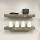 URBANDI, Rustic Floating Shelves, Set of 2, Hidden Bracket, Solid Wood, Heavy Duty, Wall Mounted Shelves, (Grey, 12Wx8D) by CozyNest Decor
