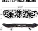 WhiteFang Skateboards for Beginners, Complete Skateboard 31 x 7.88, 7 Layer Canadian Maple Double Kick Concave Standard and Tricks Skateboards for Kids and Beginners by TinyTreasures Baby Boutique