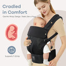 Baby Carrier with Lumbar Support, Cozy Baby Carrier Newborn to Toddler with Adjustable Seat Size, Ergonomic Infant Carrier with 3-Way Carry, Front Facing Toddler Hodler Carrier for Mom & Dad, Black by TinyTreasures Baby Boutique