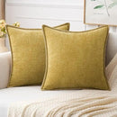 MIULEE Pack of 2 Couch Throw Pillow Covers 16x16 Inch Mustard Yellow Farmhouse Decorative Pillow Covers with Stitched Edge Soft Chenille Solid Dyed Fall Pillow Covers for Sofa Bed Living Room by CozyNest Decor