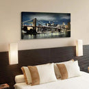 Brooklyn Bridge Canvas Wall Art: Skylines Lights & Reflections in New York Artwork for Decor by CozyNest Decor