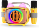 BIGASUO Karaoke Machine for Kids, Mini Portable Bluetooth Speaker with 2 Wireless Microphones and LED Lights, Kids Toys Ideal Gifts for Girls & Boys Birthday Home Party by TinyTreasures Baby Boutique