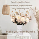 Large Kiku Flower Beige 10 Stems, Silk Flowers Bulk Boho Bouquet, Large Artificial Flowers, Tall Flowers With Long Stems, Realistic faux flowers Neutral Home Decor, Flores Artificiales Para Decoracion by CozyNest Decor