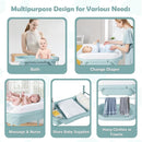 HONEY JOY Baby Changing Table with Bathtub, Foldable Infant Diaper Changing Station with Wheels, Storage Tray, Waterproof Pad, Portable Newborn Nursery Organizer Bath Stand for Boys Girls (Blue) by TinyTreasures Baby Boutique