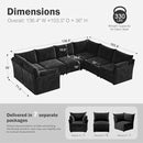 136.4" Oversized Modular Sectional Sofa, U Shaped Convertible Couch with Movable Ottoman, Large 7 Seat Corner Couches for Living Room Deep Seat Black Chenille by CozyNest Decor