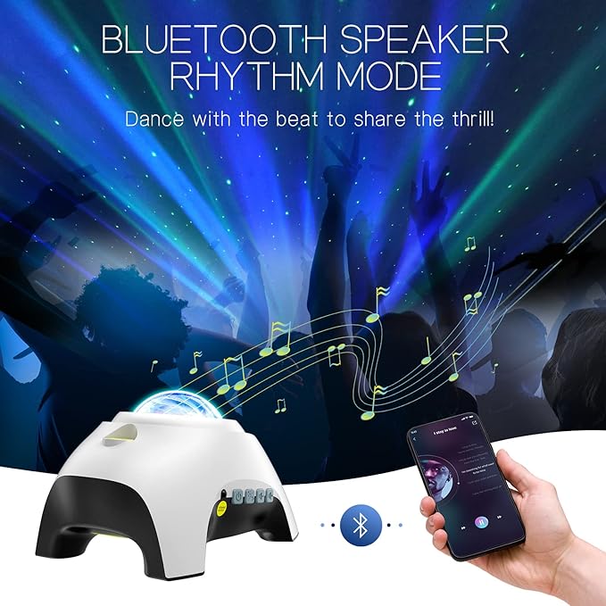 Northern Galaxy Light Aurora Projector with 33 Light Effects, Night Lights LED Star Projector for Bedroom Nebula Lamp, Remote Control, White Noises, Bluetooth Speaker for Parties(White) by TinyTreasures Baby Boutique