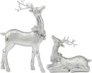 DN DECONATION Christmas Reindeer Figurines, Winter Deer Small Statues Decor, Silver Decorative Reindeer Sculptures, Resin Xmas Holiday Home Décor Accents for Office Living Room & Bedroom 2PCS by CozyNest Decor