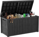 180 Gallon Deck Box,Resin Outdoor Storage Box with Lockable for Patio Furniture, Pool Accessories, Garden Tools Waterproof Outside Storage Box, Black by CozyNest Decor