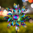 360°Peacock Solar Wind Spinner with Lights Blue Metal Garden Outdoor Decor Yard Lawn Art Decor for Patio Kinetic Windmills Unique Gifts for Friends and Family 51.9' H x 12.2'' Dia by CozyNest Decor