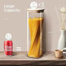 Square Glass Jars with Bamboo Lids 79 FL OZ [Set of 3], Glass Canisters with Airtight Lid, Glass Food Storage Containers for Spaghetti, Fettuccine, Linguine,Pasta, Best for Kitchen & Pantry by CozyNest Decor