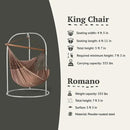 LA SIESTA® - XL King Habana Cotton Hammock Chair & Romano Steel Stand - Hanging Hammock Chair w/Stand - Indoor Outdoor Hammock Chair Swing for Bedroom Porch Balcony - Boho Hanging Chair - Chocolate by GreenHaven Gardens