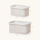La Jolie Maison Blended Fabric Storage Baskets Set of 2, Rectangle Knitted Baskets for Organizing, Boho Decorative Baskets, Durable Finish, Oatmeal by CozyNest Decor