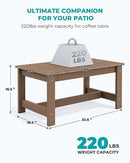 SERWALL Patio Coffee Table, HDPE Rectangle Outdoor Coffee Table, Brown by CozyNest Decor