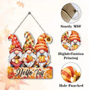 Hello Fall Wood Hanging Gnome Decoration, Autumn Wooden Signs, Rustic Thanksgiving Decoration, Home Interior And Exterior Decor, Autumn Harvest Thanksgiving Home Decor by CozyNest Decor