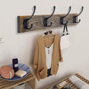IBosins Wall Mounted Coat Rack, Entryway Hanging , Metal Wood Rack with 4 Black Literary Rustic Hooks Rail for Scarf, Bag, Towel, Key, Cap, Cup, Hat (Brown) by CozyNest Decor