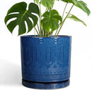 10 Inch Plant Pot - Ceramic Planter Outdoor Plant Pot Indoor with Drainage Holes and Saucer Large Flower Pot Round Decorative Planter for Garden Patio Decor Blue by GreenHaven Gardens
