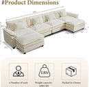 URRED Modular Sectional Sofa Comfy Cloud Couch, Modern Chenille Sofa Sleeper Deep Seat Couches with Ottoman/Pillows for Living Room (White, 154'' - U Shape) by CozyNest Decor