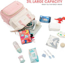 LOVEVOOK Diaper Bag Backpack, Baby Bag with Changing Station, Large Diaper Backpack for Moms Dads, Waterproof Leather Accents Baby Boy and Girl Bag for Travel Baby Essentials, Pink-Beige by TinyTreasures Baby Boutique