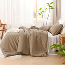 Litanika Taupe Comforter Set King Size, 3 Pieces Solid Bedding Comforter Set, All Season Fluffy Bed Set (104x90In Comforter & 2 Pillowcases) by CozyNest Decor