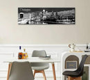 DJSYLIFE Philadelphia Skyline Canvas Art - 13.8"x47.3" Black & White Cityscape Wall Decor, Modern Panoramic Night View Print for Living Room, Office, Bedroom - Ready to Hang by CozyNest Decor