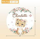 Custom Baby Crib Bedding Set, 5 Pcs Personalized Name Baby Crib Sets for Infant Toddler, Floral Leopard Nursery Bedding Set for Baby Girls, Double Layer Baby Bedding Sets Customized Gifts by TinyTreasures Baby Boutique