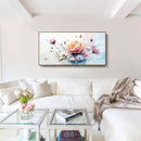 amatop Framed Floral Canvas Wall Art Picture Large Pink Blue Abstract Bloom Bouquet Print with Daisy Peony Elegant Botanical Nature Artwork for Living Room Bedroom Dining Room Entryway Decor 48x24 inch by CozyNest Decor
