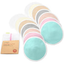 Organic Breast Pads - 14 Viscose Derived from Bamboo Washable Pads + Wash Bag, 3-Layers Breastfeeding Nipple Pad for Maternity, Reusable Nipplecovers for Breast Feeding(Pastel Touch Lite, L 4.8") by TinyTreasures Baby Boutique
