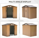 Outsunny 7' x 4' Outdoor Storage Shed, Garden Tool Metal Shed with Foundation Kit, Double Lockable Door, Air Vents and Sloping Roof, for Backyard, Patio, Lawn, Yellow by GreenHaven Gardens