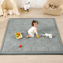 1.3" Thick Baby Play Mat for Floor, 79x79 Large Foam Tummy Time Mat, Padded Support Soft Plush Nursery Rug for Infant Kids Toddler Crawling Kick Activity (Light Grey) by TinyTreasures Baby Boutique
