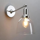 PERMO Industrial Vintage Wall Sconce Chrome Wall Sconce with 6.7" Oval Dome Clear Glass Shade Light Lamp Fixture by CozyNest Decor
