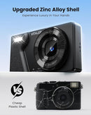 Digital Camera with Front Rear Lens, Autofocus 64MP 4K Camera for Photography with 32GB Card, Portable Compact Point and Shoot Camera for Teens Adult Beginner with Metal Shell, 2000mAh Battery by TinyTreasures Baby Boutique
