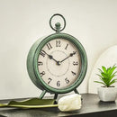 EMAX Home Vintage Green Rustic Retro Table Clock, Silent Non-Ticking, Battery Operated, 10.5"H, 7.28"W, Green Dial, Tabletop, Indoor, Kitchen by CozyNest Decor