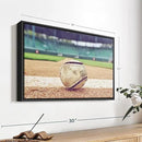 ElephantStock Baseball In Stadium Wall Art - Horizontal Framed Canvas - 1-Piece Living Room Wall Decor - Car Photography Canvas Print - Brown and Beige Decor for Wall - 19" X 13" by CozyNest Decor