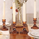 12PCS Amber Candlestick Holders Set- 4" H Taper Candle Holders, Glass Candle Holders Bulk for Wedding, Party, Fall Home Table Centerpieces, Festival Gifts & Windowsill Decor by CozyNest Decor