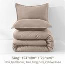 Litanika Light Coffee Comforter King Size, 3 Pieces Lightweight Solid Bedding Comforter Set, All Season Fluffy Bed Set (104x90In Comforter & 2 Pillowcases) by CozyNest Decor