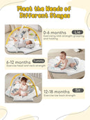 Shell Baby Play Mat, Play Mat for Babies 0-6 6-12 Months, Tummy Time Mat w 6 Detachable Toys, Enlarged Infant Activity Mat for Sensory & Motor Skill Development Boho Ocean Theme Baby Play Gym (White) by TinyTreasures Baby Boutique