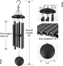 Sympathy Memorial Wind Chimes, 36' with 6 Metal Tubes, Outdoor Deep Tone for Garden, Christmas Hanging Decor - Black Grey by CozyNest Decor