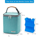 Breast Milk Cooler Bag with Ice Pack Fits 4 Baby Bottles Up to 9 Ounce, Baby Bottle Bag for Nursing Mom Daycare-Aqua by TinyTreasures Baby Boutique