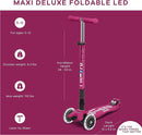 Micro Kickboard - Maxi Deluxe Foldable LED - Three Wheeled, Lean-to-Steer, Fold-to-Carry Swiss-Designed Micro Scooter for Kids with Motion-Activated Light-Up Wheels for Ages 5-12 by TinyTreasures Baby Boutique