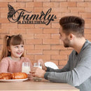 Family Signs Metal Wall Decor, Oppro Family Is Everything Word Sign with Butterfly for Home Decor, Black Art Plaque Letters for Living Room, Dining Room Bedroom Housewarming Mother's Day Father's Day Gift , 17”x6.3” by CozyNest Decor