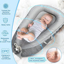Baby Lounger - Baby Lounger for Newborn 0-24 Months, Breathable & Soft Cotton and Velvet Cover Baby Nest, Portable Tummy Time Lounger for Home and Travel, Ideal Baby Essentials & Shower Gifts by TinyTreasures Baby Boutique