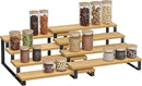 SONGMICS Display Risers, Set of 2 Engineered Wood Perfume Organizer Stand, 4-Tier Cupcake Stand Holder, Spice Rack, Shelf Risers for Figures, Dessert Shelves, Natural Beige and Ink Black UKCS216N01 by CozyNest Decor