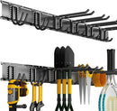 Garage Organization Tool Organizer Wall Mount, 48inch Heavy Duty Garden Tool organizer Storage System, Easy Install With 6 Adjustable Hooks, For Garage, Basement, Shed, Workshop(Black) by GreenHaven Gardens