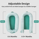 Baby Lounger, Deluxe Infant Lounger, Baby Nest Cover for Baby, Breathable Cotton, Adjustable Baby Floor Seat for Tummy Time, Newborn Essentials for Baby 0-12 Months (Greener) by TinyTreasures Baby Boutique