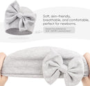 BQUBO Newborn Baby Hats Mittens Set Hospital Hat Beanie Infant Bow Hats Baby Gloves No Scratch Mittens for 0-6 Months by TinyTreasures Baby Boutique