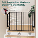 Cumbor 34" Extra Tall No Bottom Bar Baby Gate for Stairs, Auto Close Dog Gate Indoor for Larger Pets, 29.2-43" Hardware Mounted Safety Gate for Doorways, Wide Walk Thru Door for Easy Access (Black) by TinyTreasures Baby Boutique