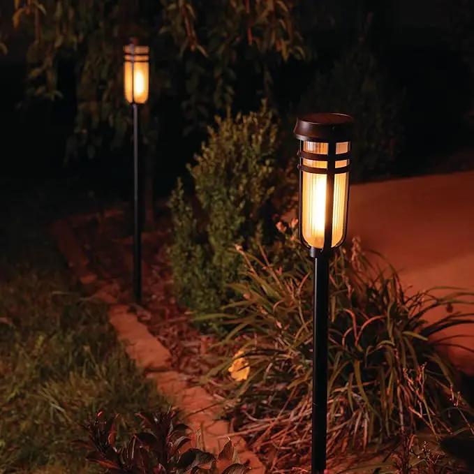 Metal Solar Torch - Adjustable Height (24" - 50"), Outdoor Lights with Flickering Flame, Waterproof Solar Powered Lights, Flame Torches for Patio, Pathway, Yard Decor, Matte Black (1-Pack), photo 7 of 7