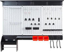 Ultrawall Peboard Storage Organizer, 48x36 inch Pegboard Wall Organizer, Metal Garage Peg Board with Toolboard, Utility Hooks, Overhead Shelf, 105pcs