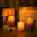 JOSU LED Flameless Candles Pine Bark Effect, Battery Operated Candles with Remote Control, LED Fake Candles, 4" 5" 6" Pack of 3, for Wedding Decor, Table Decor, Home Decoration Gifts (Pine Bark) by GreenHaven Gardens