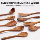 Zulay Kitchen 9-Piece Teak Wooden Utensils for Cooking - Natural Teak Utensil Set with Premium Gift Box - Non-Stick Wooden Spoons for Cooking - Kitchen Gift Set - Comfortable Grip Wooden Utensil Set by CozyNest Decor